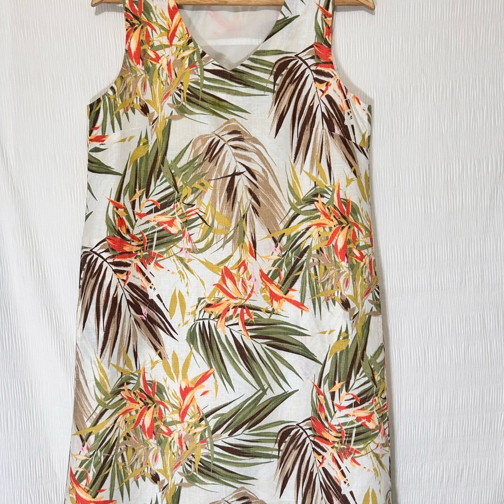 J. Jill Green and Orange V-Neck Sleeveless Mini Sundress - Picture 3 of 12